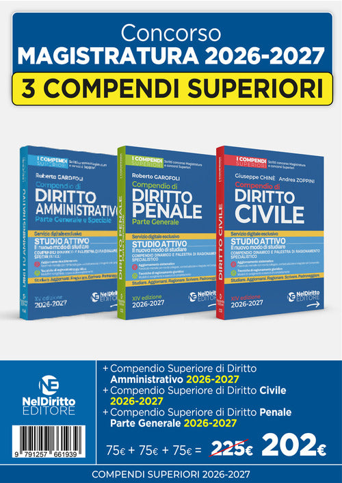Kit 3 compendi superiori Civile, Penale e Amministrativo 2026/2027