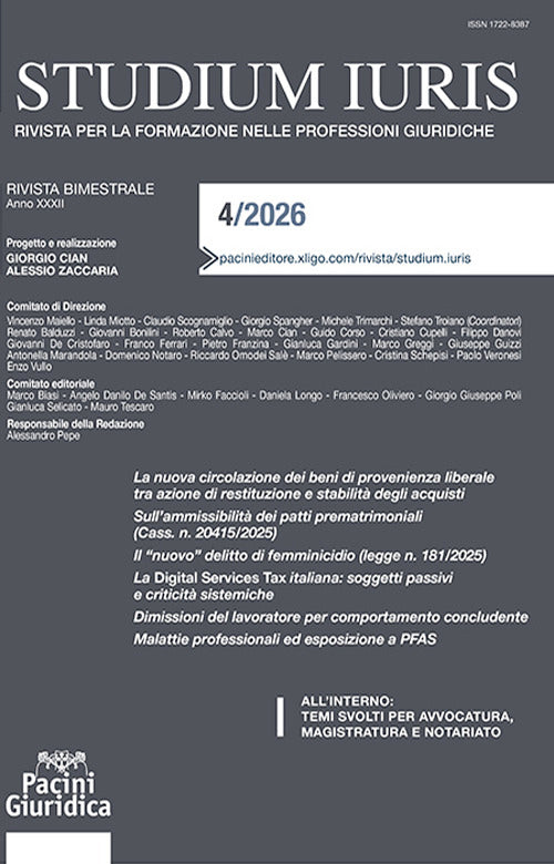 Studium iuris. Rivista per la formazione nelle professioni giuridiche. Vol. 4