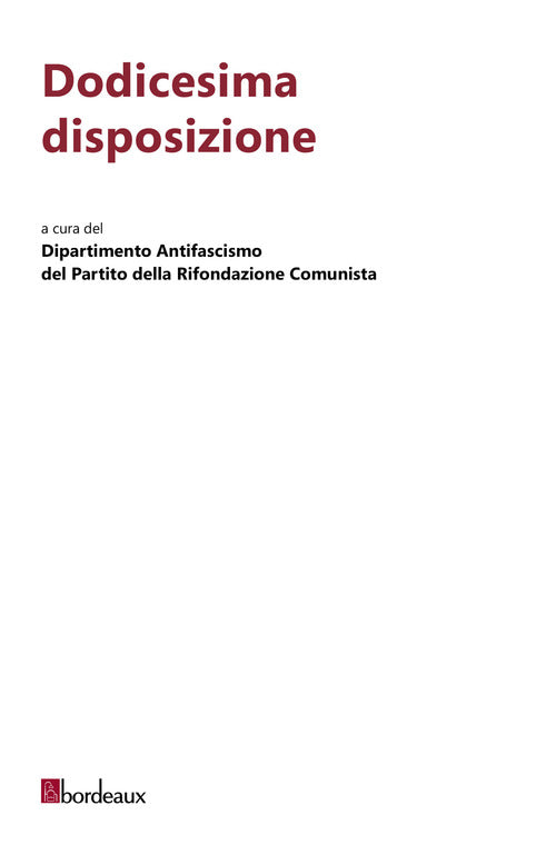 Cover of Dodicesima disposizione