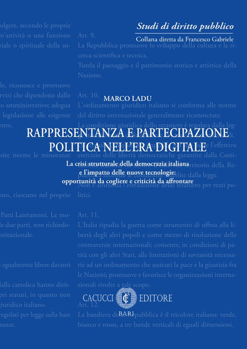 Cover of Rappresentanza e partecipazione politica nell'era digitale. La crisi strutturale della democrazia italiana e l'impatto delle nuove tecnologie: opportunità da cogliere e criticità da affrontare
