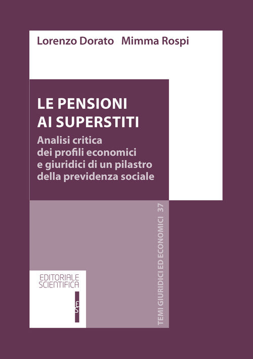 Cover of pensioni ai superstiti. Analisi critica dei profili economici e giuridici di un pilastro della previdenza sociale