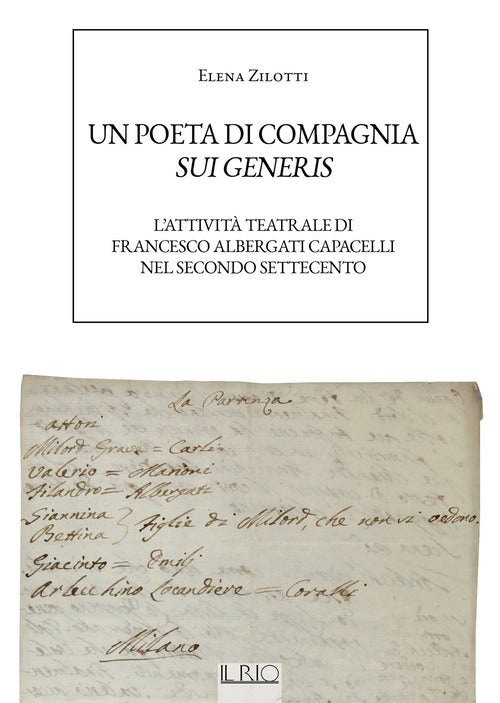 Cover of poeta di compagnia sui generis. L'attività teatrale di Francesco Albergati Capacelli nel secondo Settecento