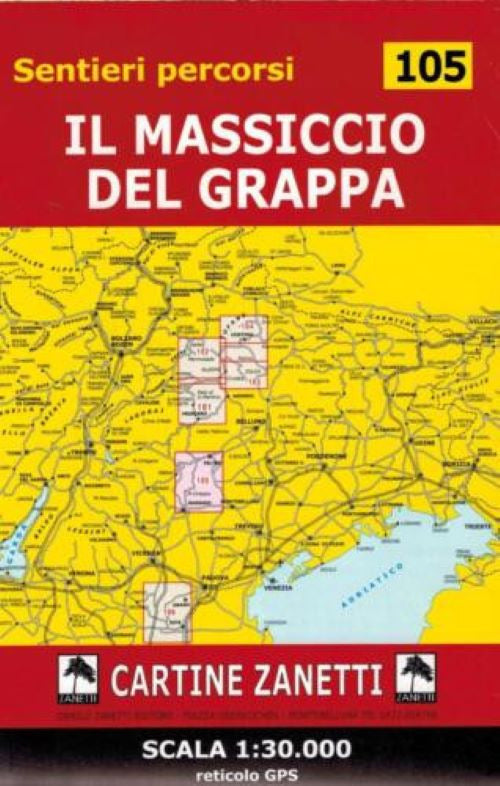 Cover of massiccio del Grappa. Scala 1:30.000. Reticolo GPS
