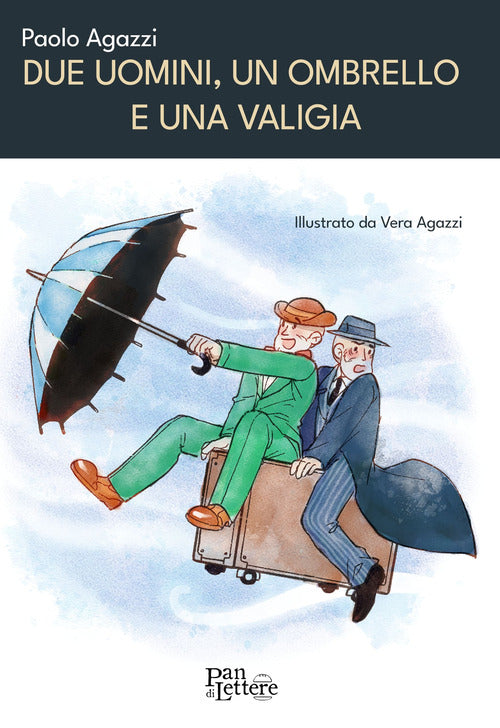 Due uomini, un ombrello e una valigia
