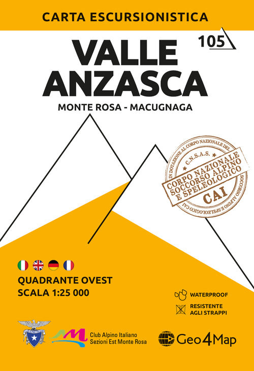 Cover of Valle Anzasca. Monte Rosa versante nord, Macugnaga 1:25.000