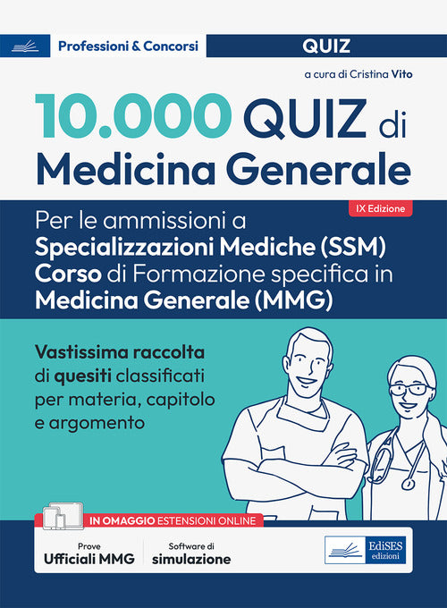 Cover of 10.000 quiz di medicina generale per spec. mediche