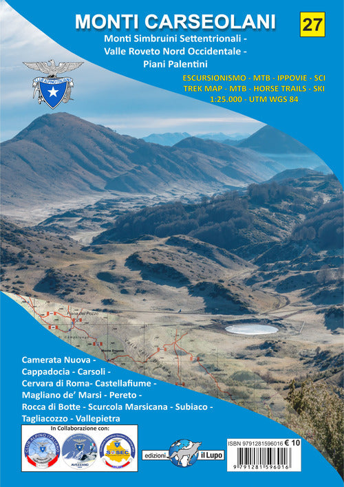 Cover of Monti Carseolani. Monti Simbruini Settentrionali. Valle Roveto Nord Occidentale. Piani Palentini. Carta escursionistica 1:25.000