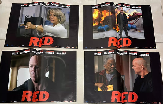 Set di 4 poster locandine Red 45x65 ORIGINALI da cinema di Robert Schwentke