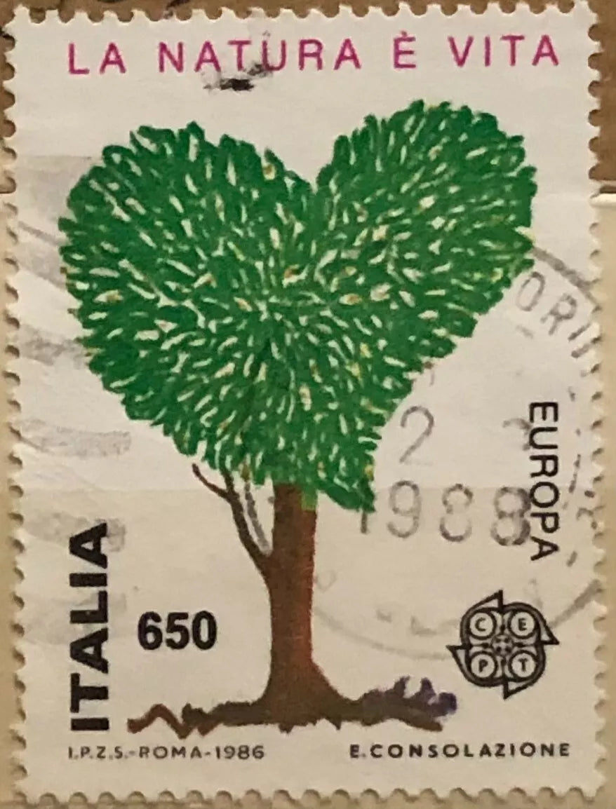 Francobollo Stamp Italia Lire 650 La natura vita Europa 1988 Italy USATO di E