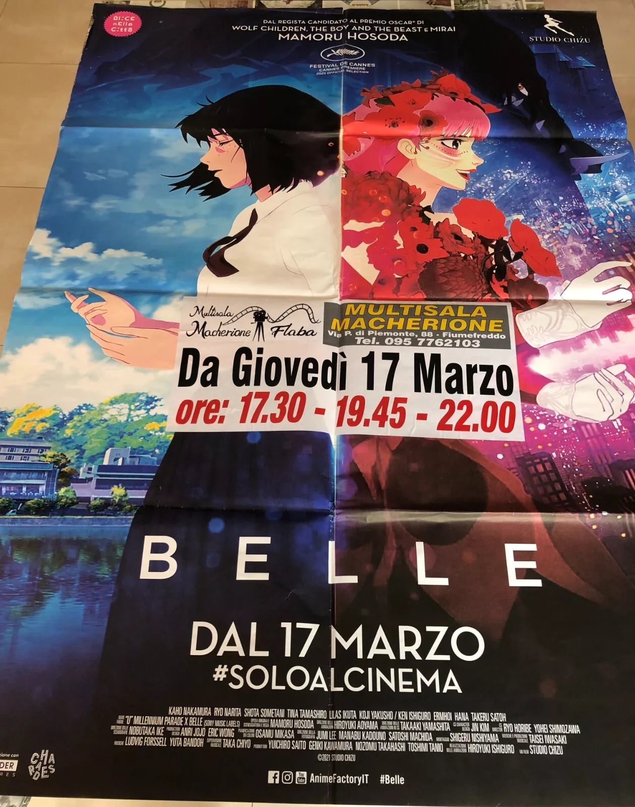 Poster locandina Belle 100x140 cm ORIGINALE da cinema 2021 CON DIFETTO di Mamoru