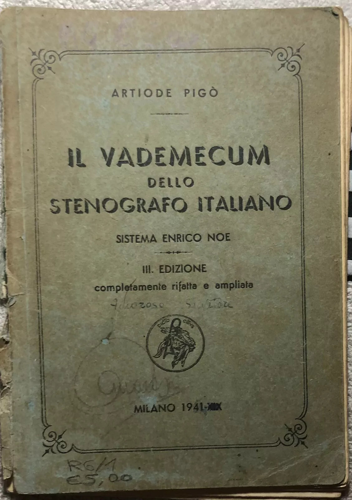 Il vademecum dello stenografo italiano di Artiode Pigo, 1941, Sistema Enrico N