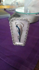 Portaritratto con Madonna stilizzata sopra vintage, anni 50, argento 925