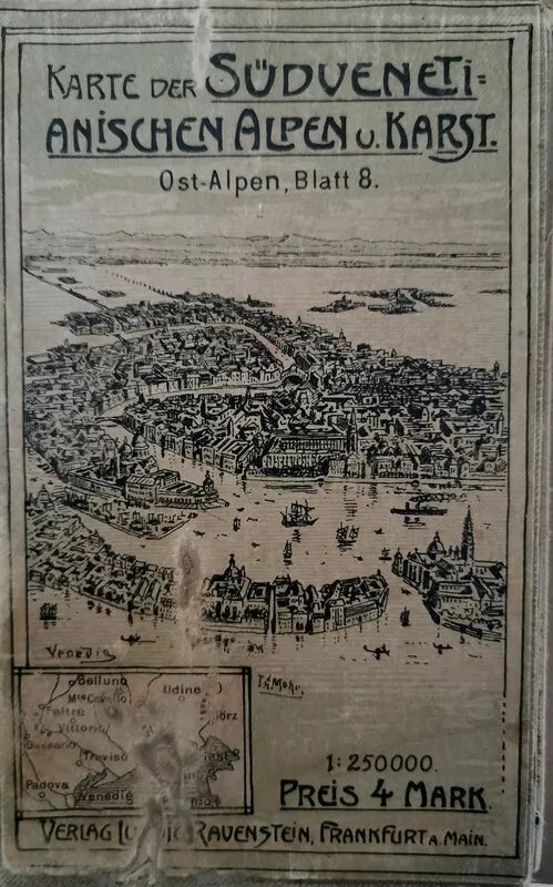 Antichissima Mappa Tedesca del Triveneto rarissimo Alte deutsche Karte - ER