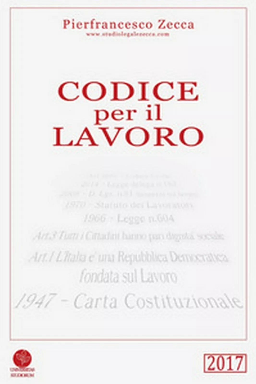 Codice per il lavoro di Pierfrancesco Zecca, 2017, Universitas Studiorum
