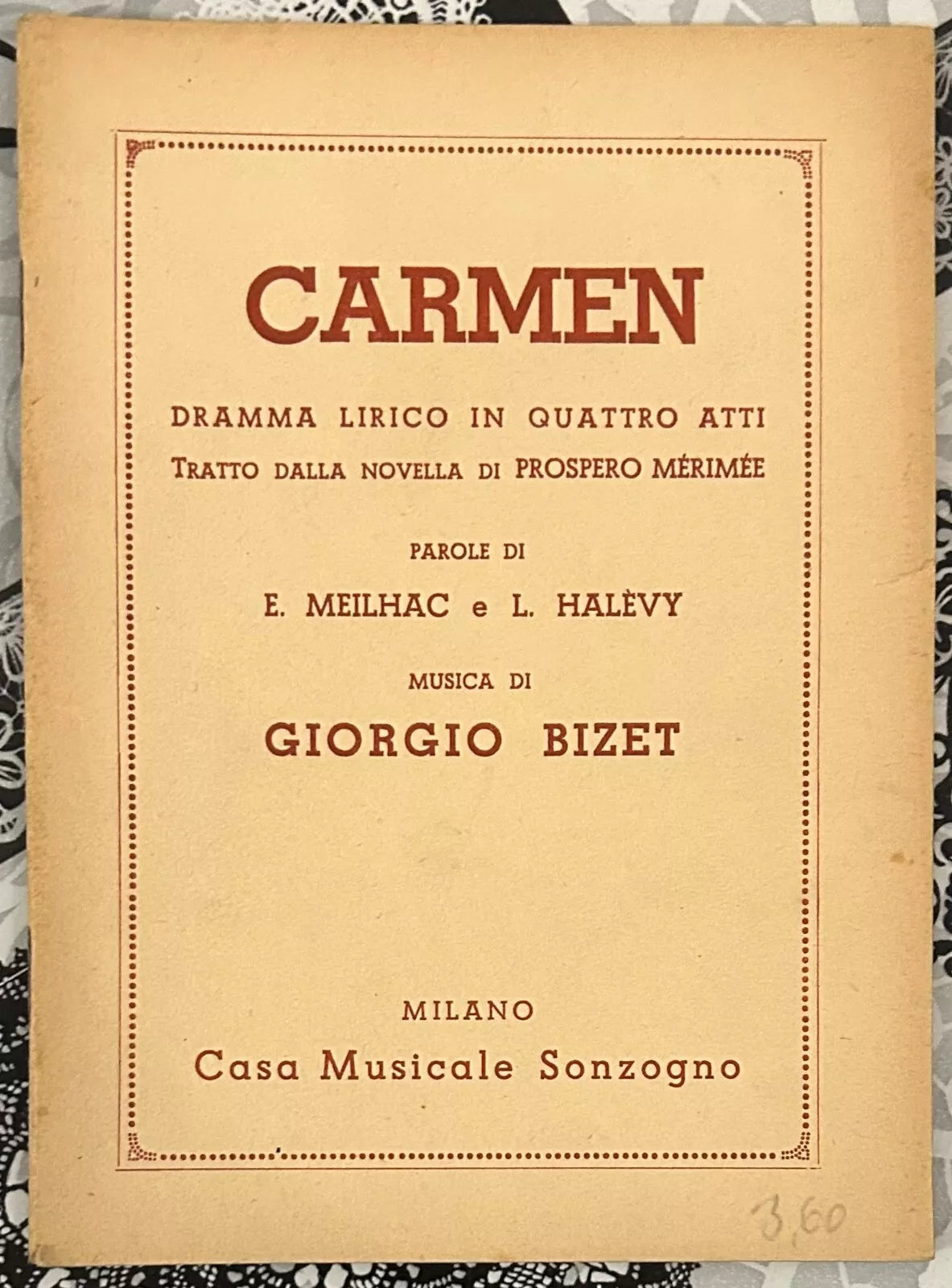Carmen di Giorgio Bizet di E Meilhac
