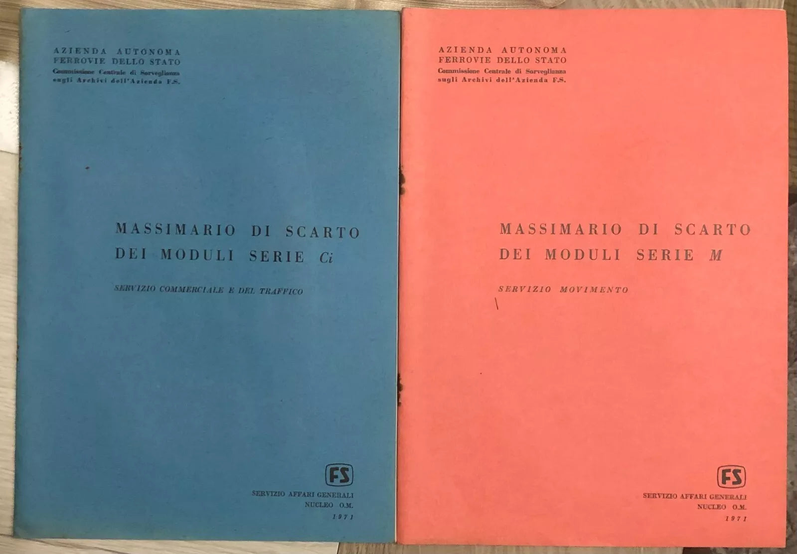 Massimario di scarto dei moduli serie Ci e serie M di Servizio Affari Generali N