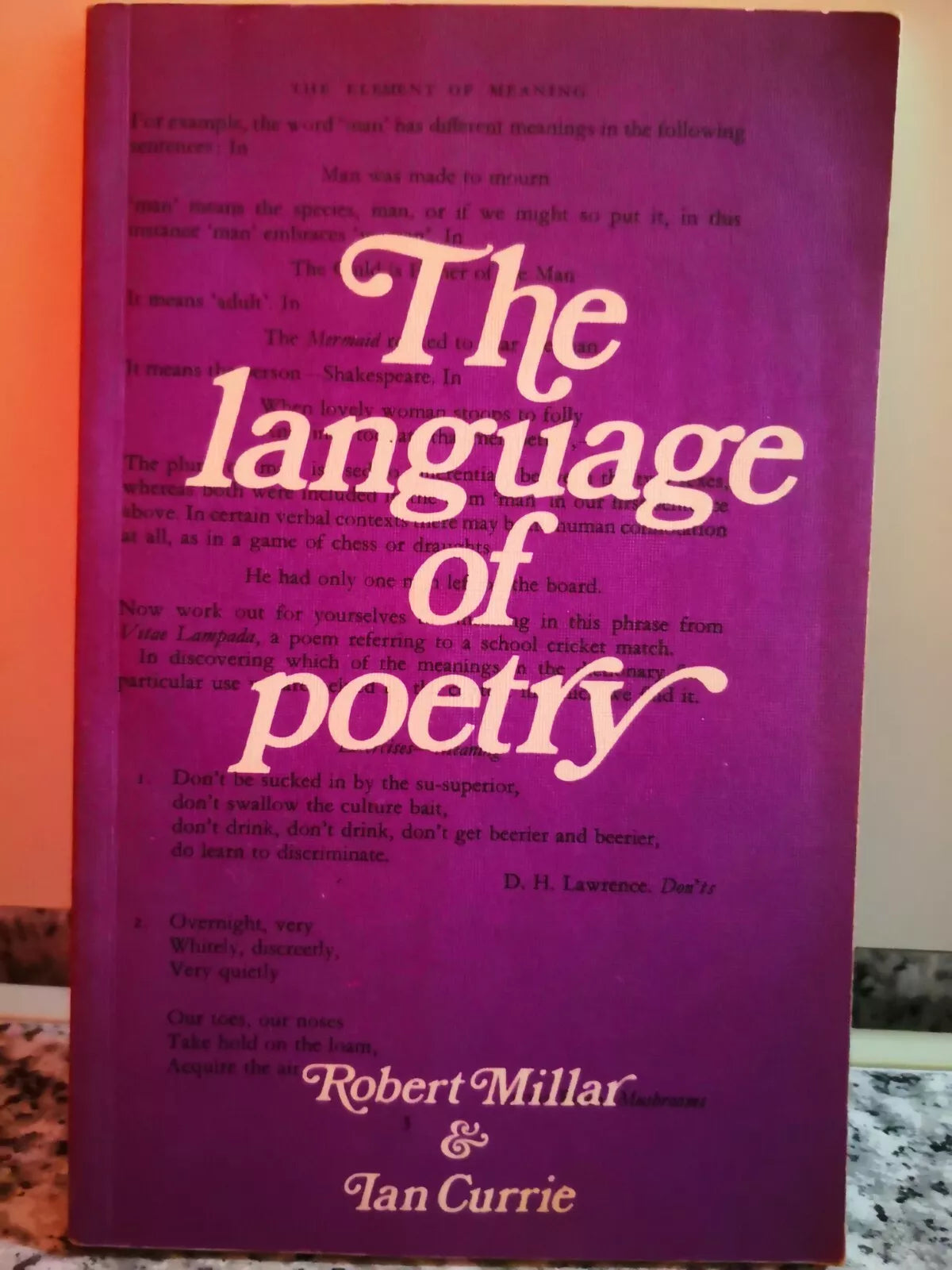 the language of poetry di Robert Millar E Ian Currie, 1970, Heinemann -F