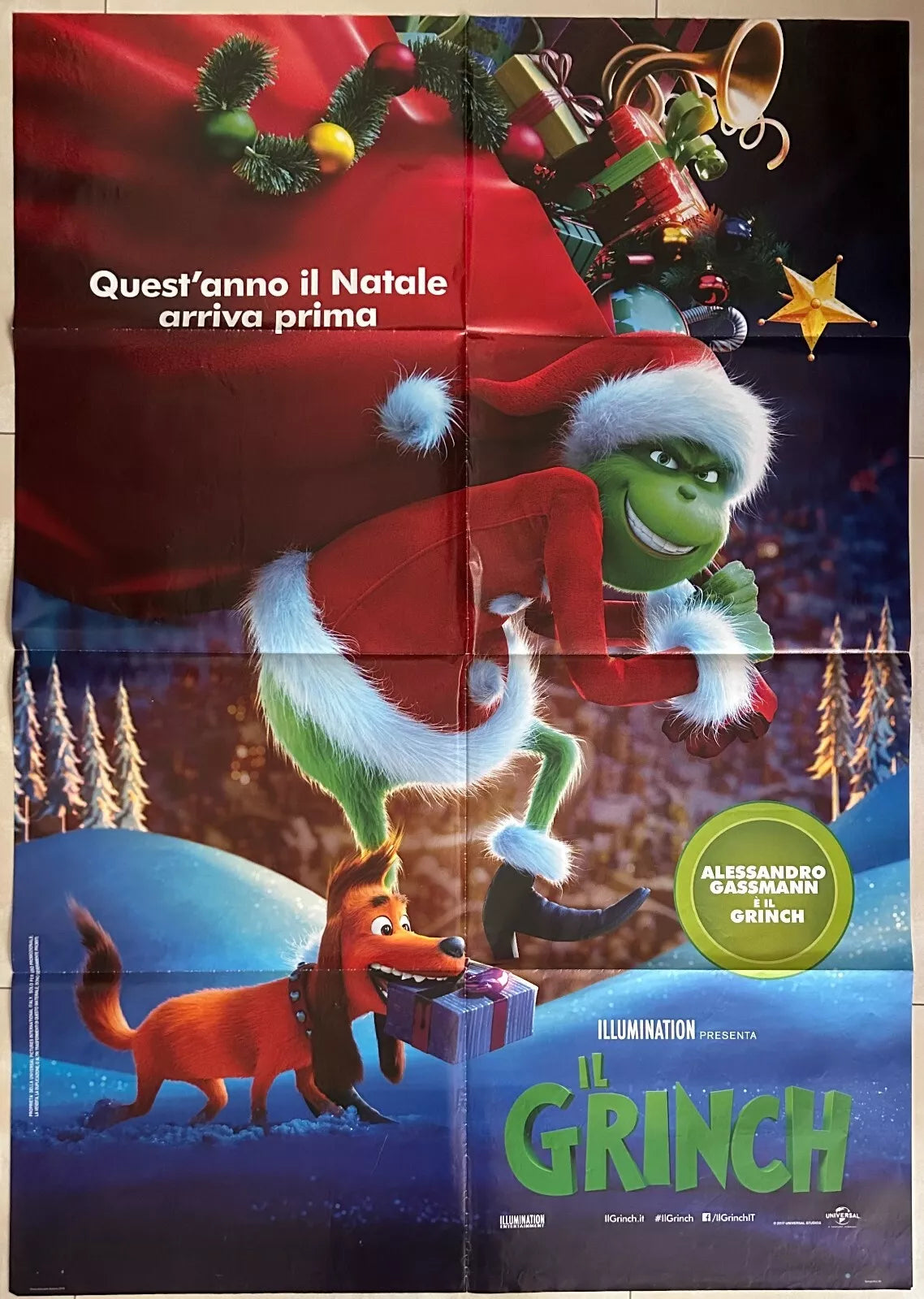 Poster locandina Il Grinch 100x140 ORIGINALE da cinema di Yarrow Cheney