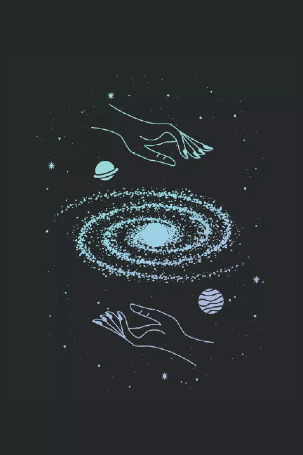 Galaxy e mani: Quaderno Cosmo Geometria Sacra Stelle Misticismo Regali a righe