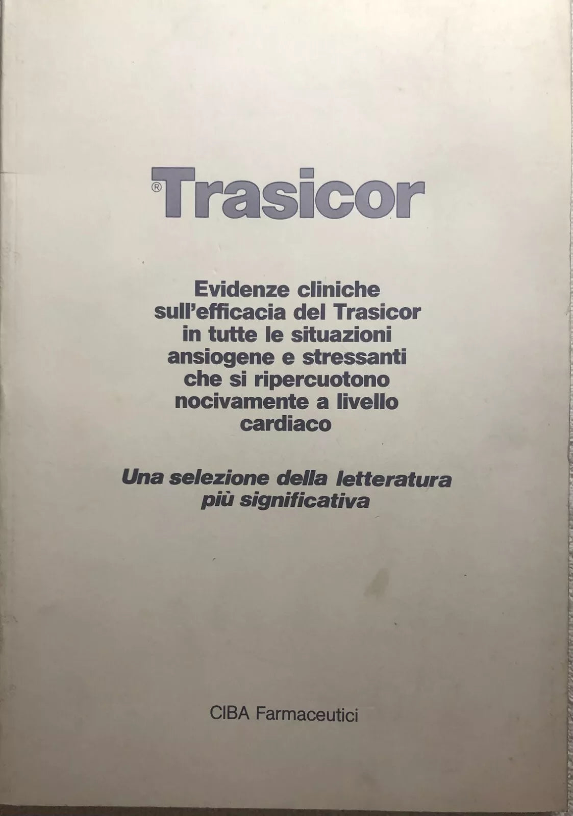 Trasicor di Aa.vv., 1980, Ciba Farmaceutici