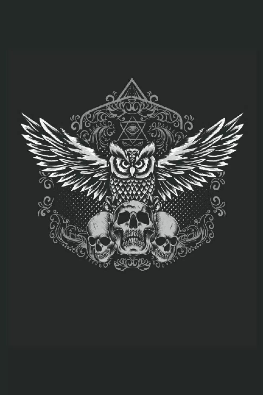 Gufo teschio: Quaderno Regali Gufo Mystical Bird Skull a righe formato A5, 15,