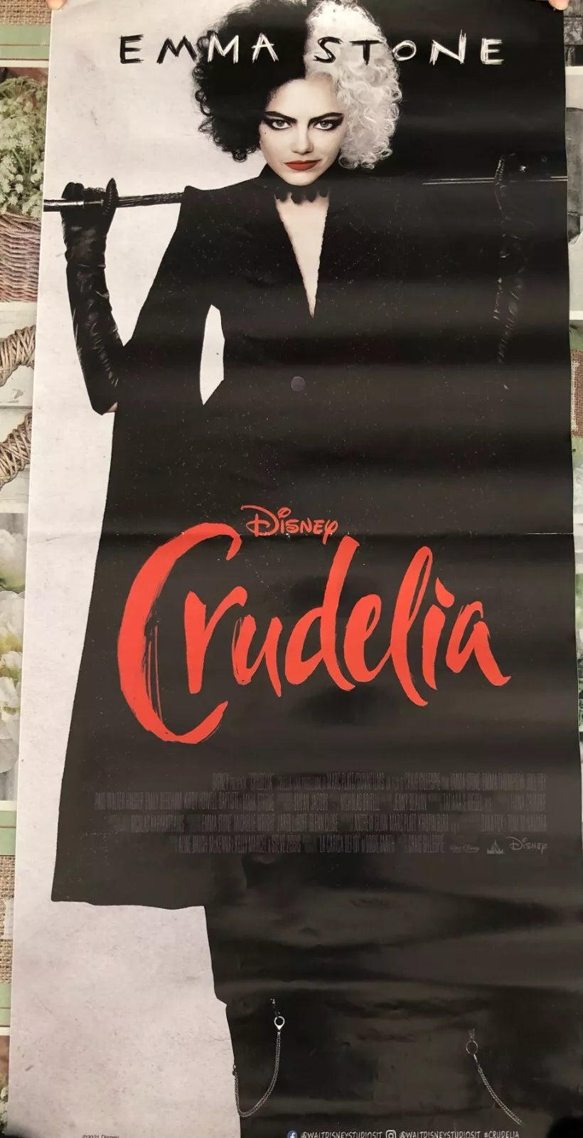 Poster locandina Crudelia 33x70 cm ORIGINALE da cinema 2021 di Craig Gillespie