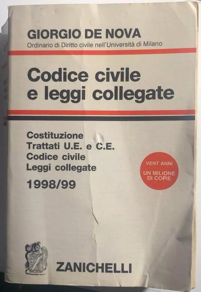 Codice civile e leggi collegate di Giorgio De Nova 1998 Zanichelli