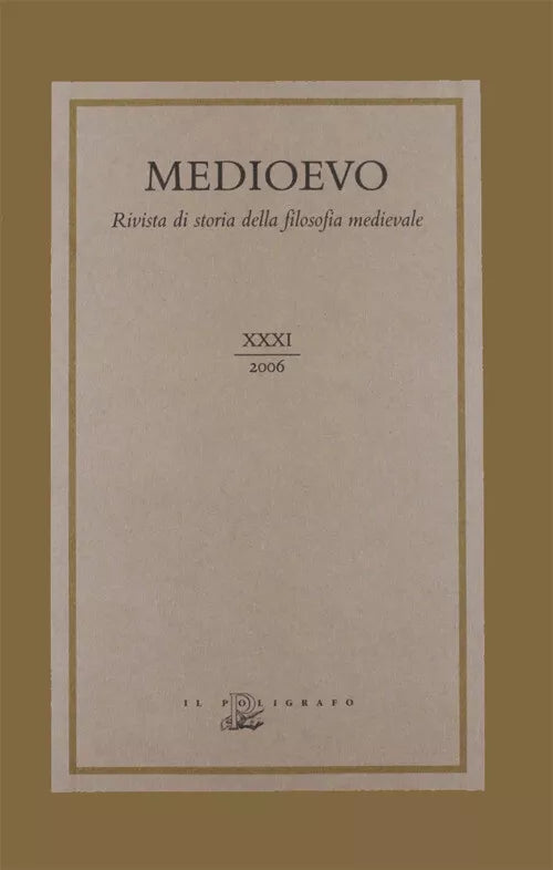 Medioevo Rivista Di Storia Della Filosofia Medievale 31