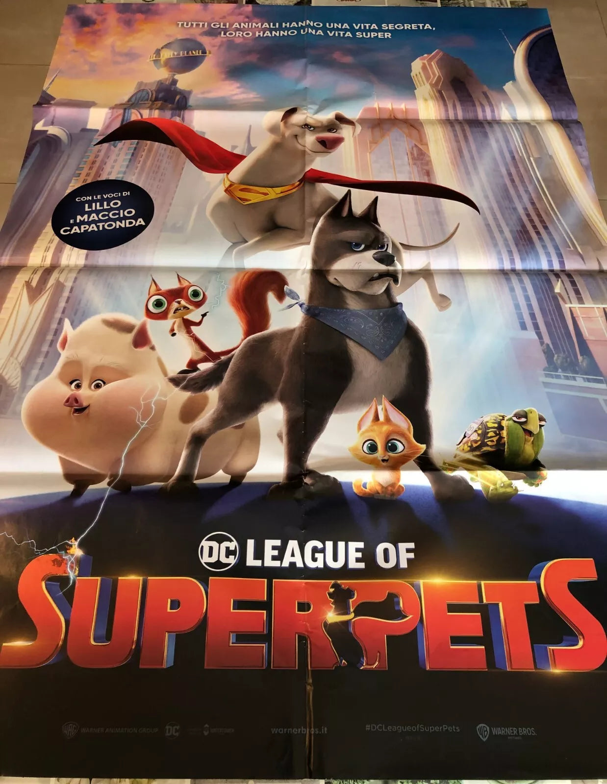 Poster locandina DC League of Superpets 100x140 cm ORIGINALE da cinema 2022 di J