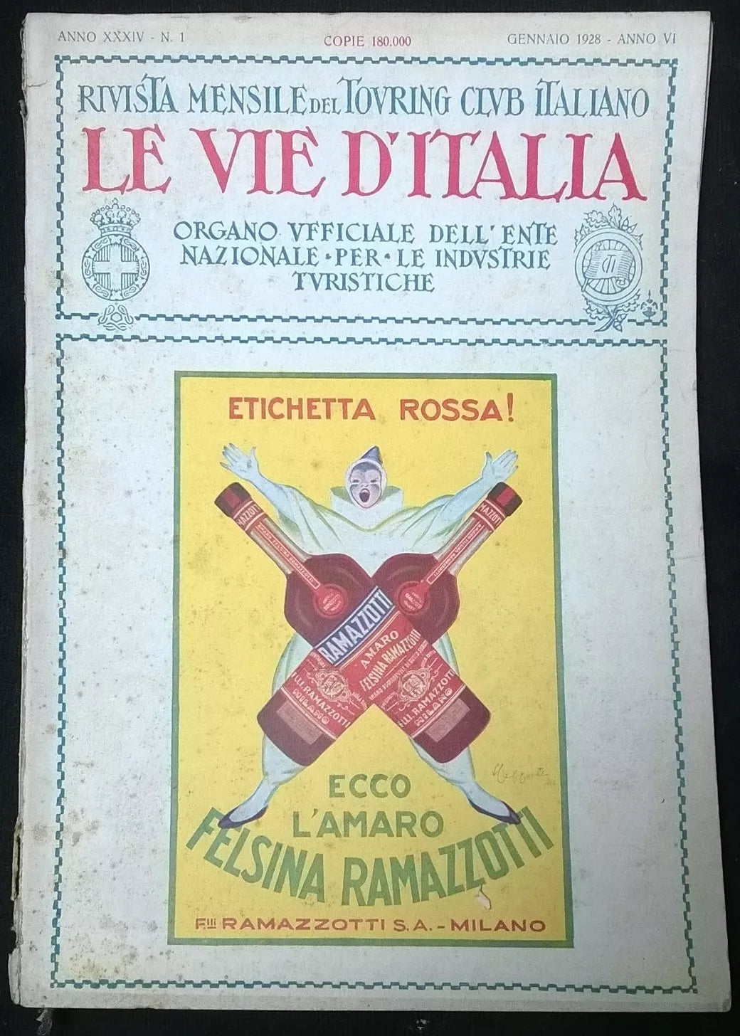 Rivista mensile - Le vie d’Italia - n.1 Gennaio 1928 - Touring club italiano - L