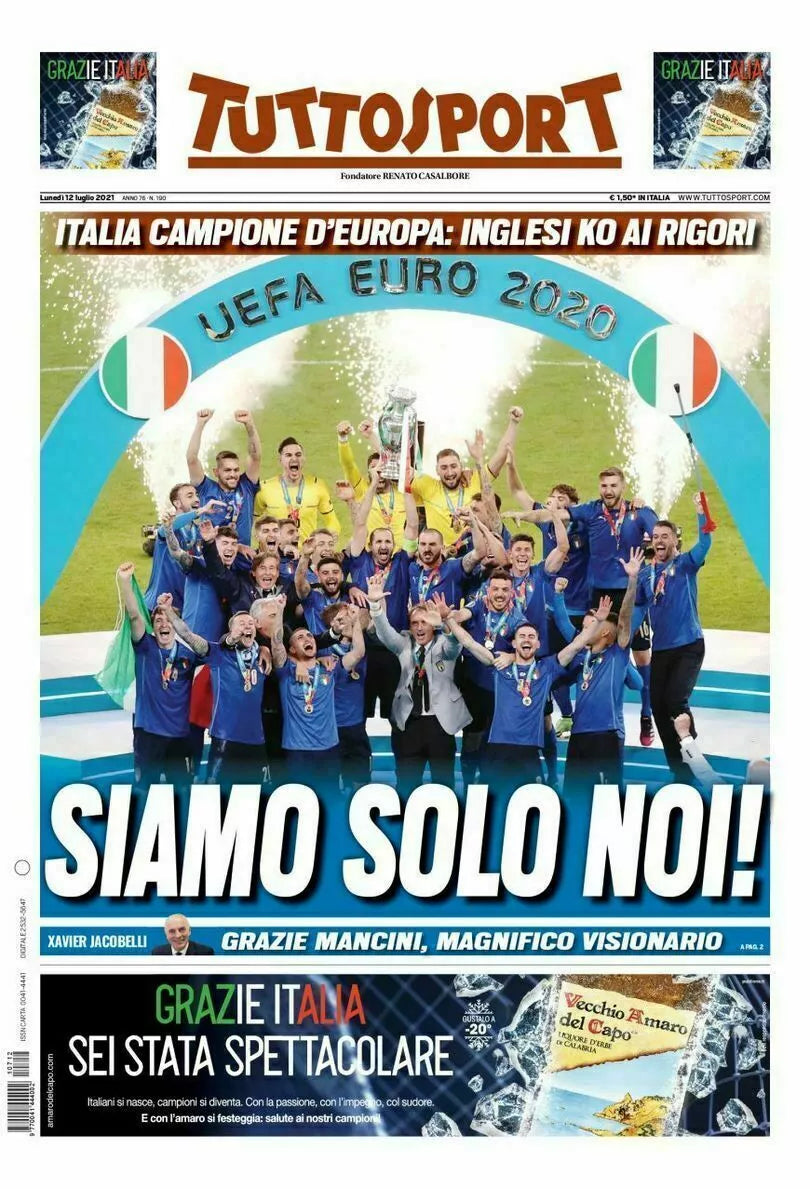 Tuttosport 12 07 2021 Vittoria Italia Calcio di Aa.vv., 2021, Tuttosport