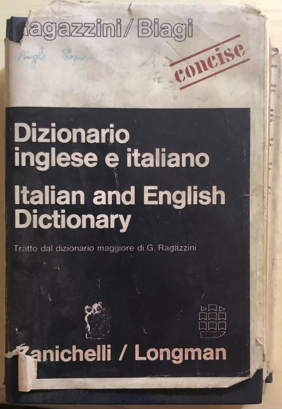 Dizionario inglese e italiano di Ragazzini Biagi, 1972, Zanichelli longman