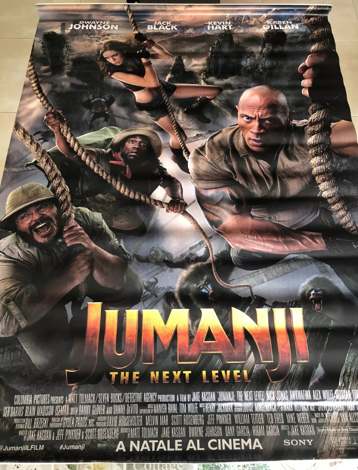 Poster locandina Jumanji 3 The next level 100x140 cm IN TELA ORIGINALE da cinema