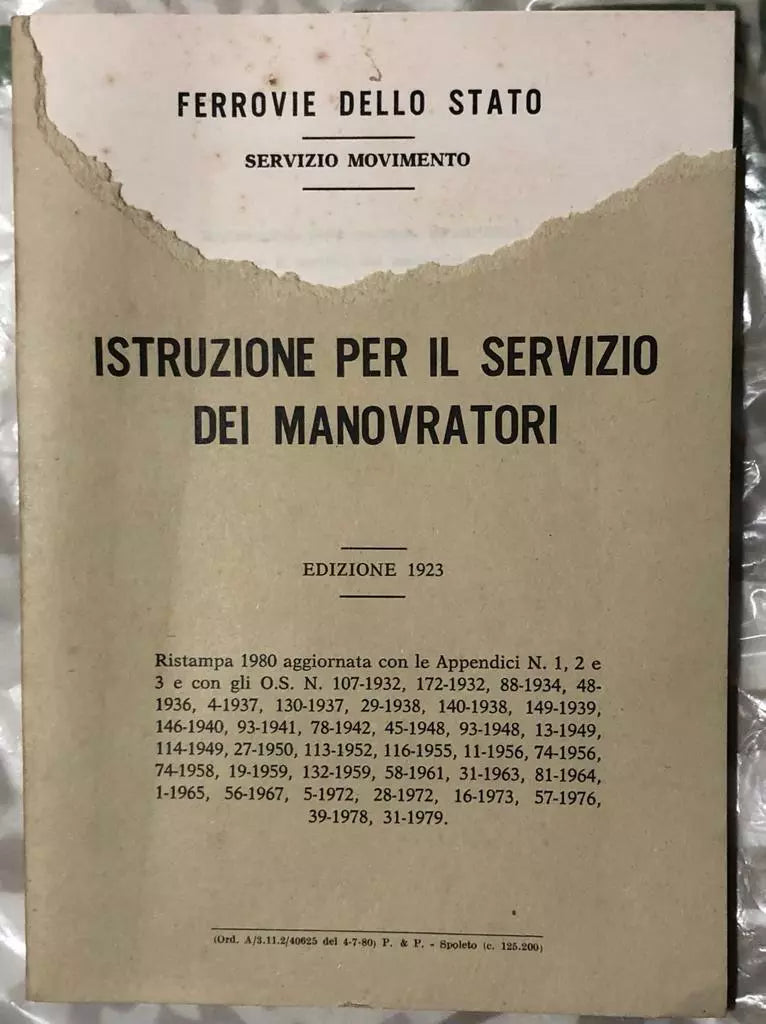Istruzioni per il servizio dei manovratori Ristampa 1980 aggiornata di Ferrovie