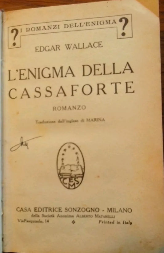 L'enigma della cassaforte - Edgar Wallace - 1933