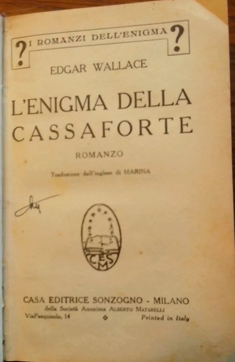 L'enigma della cassaforte - Edgar Wallace - 1933