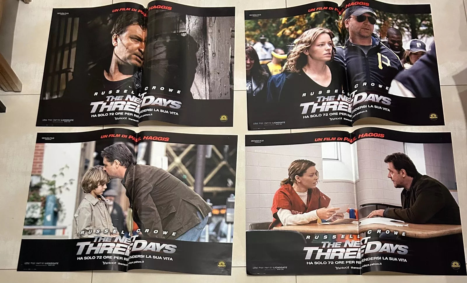 Set di 4 poster locandine The Next Three Days 45x65 ORIGINALI da cinema di Paul