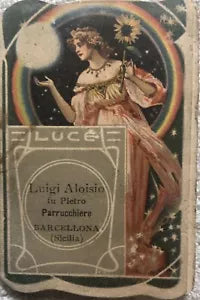 Calendarietto da barbiere Luce di Luigi Alosio Fu Pietro, Parrucchiere, 1909,