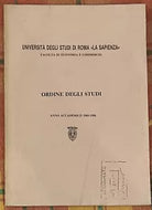 Ordine degli studi Facolt di Economia e Commercio Anno accademico 1985