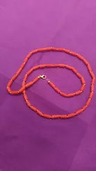 Collana con pallini d oro 18k, corallo di Sciacca, lunghezza 50 cm, peso 19,50 g