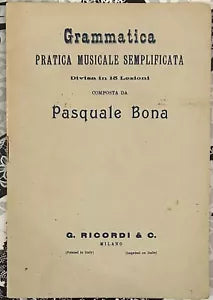 Grammatica Pratica musicale semplificata di Pasquale Bona