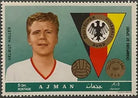 Francobollo Stamp Champions of Sport Helmut Haller 5 Dh Ajman 1970 USATO di Aa