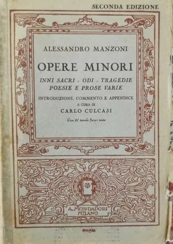 Manzoni, opere minori inni sacri, odi, tragedie, opesie e prose varie 1933- ER