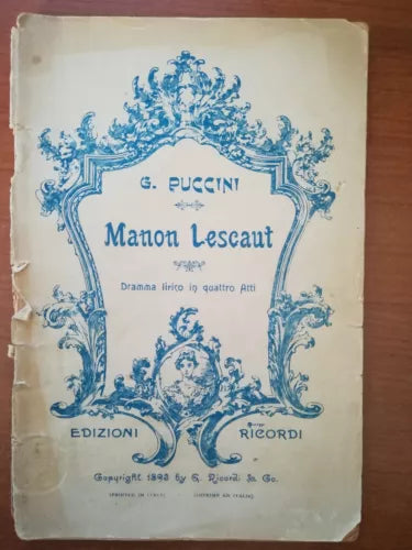 Manon Lescaut - G. Puccini - Ricordi - 1893 M