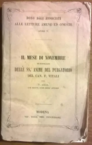   Il Mese di Novembre - Francesco Vitali, Tip. Dell’Imm. Concezione,1862 - L