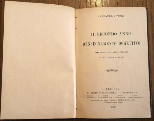 1909 - Raffaello Zeno - IL SECONDO ANNO D INSEGNAMENTO OGGETTIVO - Raro