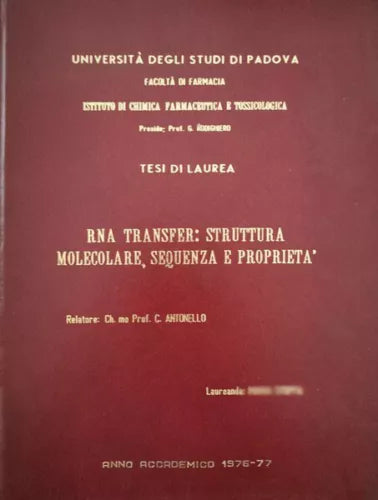 RNA Transfert: struttura molecolare, sequenza e proprieta 1977 - ER