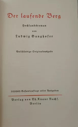 Der Laufende Berg di Ludwig Ganghofer, 1920 - ER