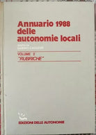 Annuario 1988 delle autonomie locali di Sabino Cassese, 1988, - ER
