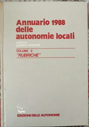 Annuario 1988 delle autonomie locali di Sabino Cassese, 1988, - ER